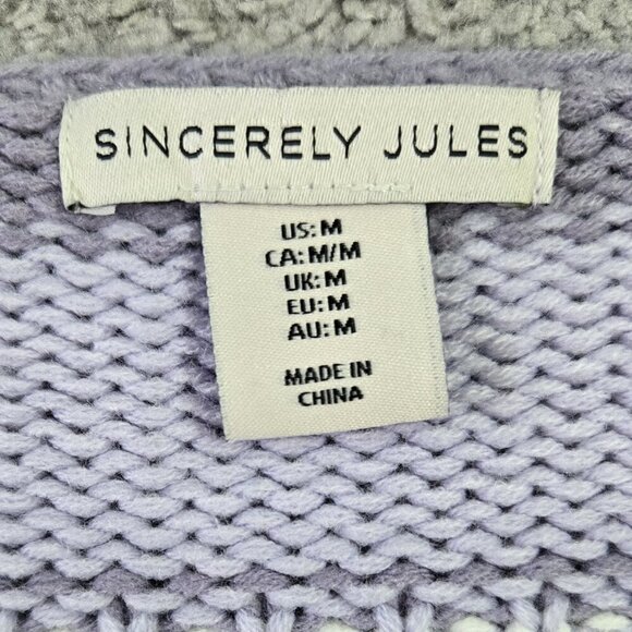 Sincerely Jules Lavender White Stripe Flare Sleeve Cropped Sweater Slouchy - Picture 5 of 8